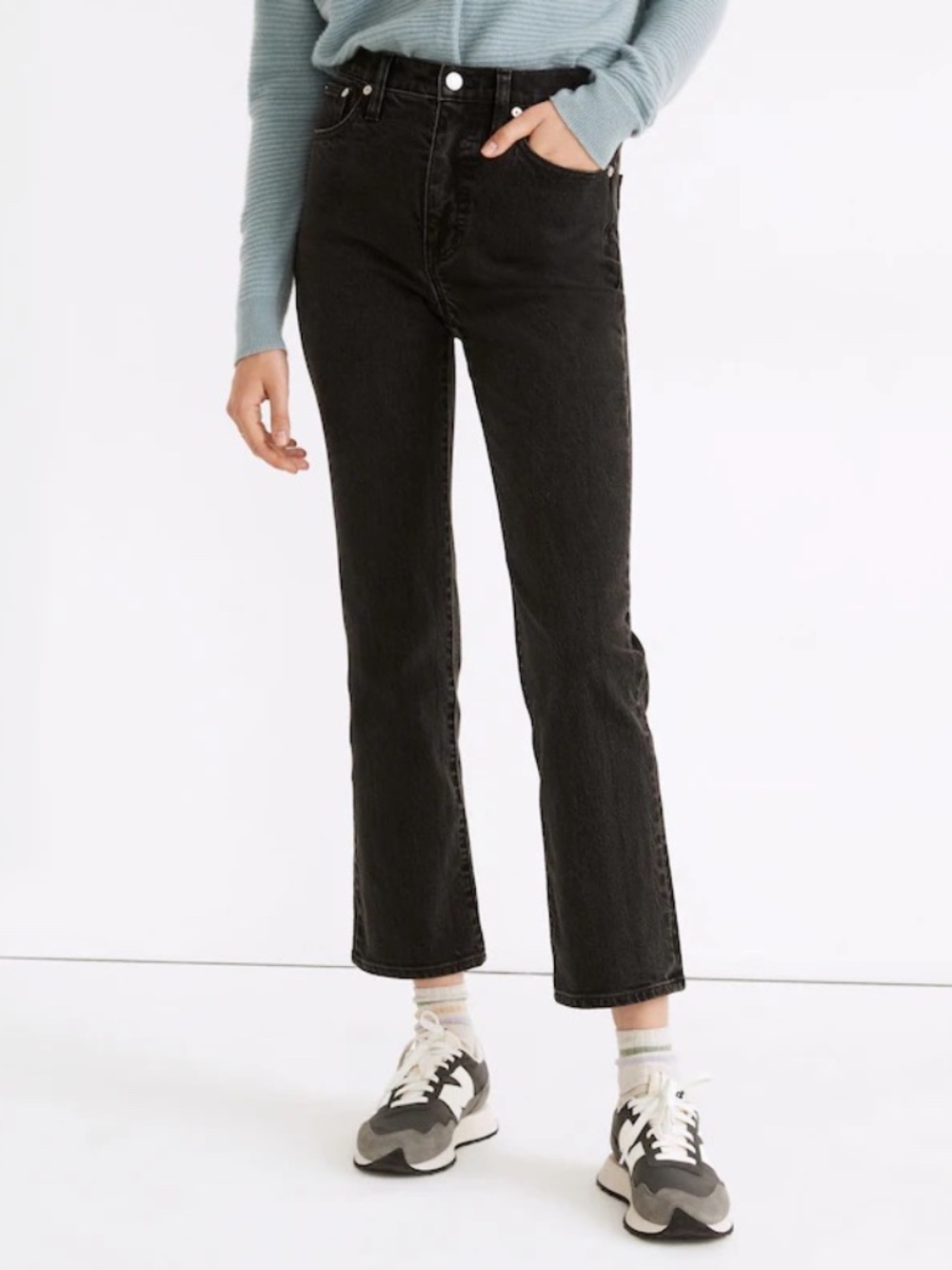 Madewell Slim Demi-Boot Cropped Jeans in Lunar Wash (Black) | Size 26
